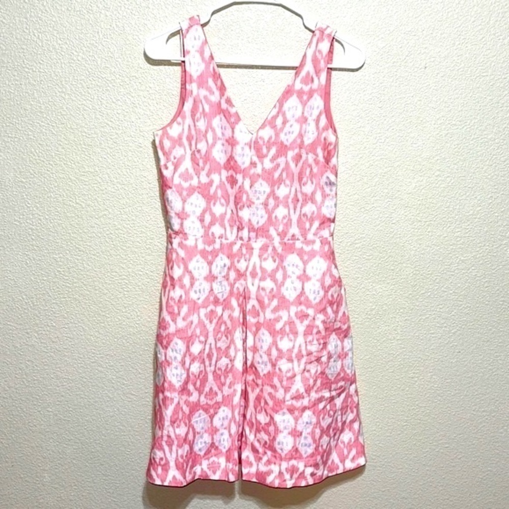 Gap 100% LINEN Pink White Dress Size 4